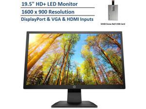 HP P204 19.5" HD+ LED IPS Monitor, 1600 x 900 Resolution, 16:9 Aspect Ratio, 250 cd/m2 Brightness, 16.7 Million Colors, DisplayPort & VGA & HDMI Inputs, Black