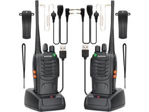 Walkie Talkies for Adults Rechargeable Long Range Two Way Radio BF888S 16CH with Air Acoustic Tube Earpiece with Flashlight Liion Battery and USB Charger2 Pack