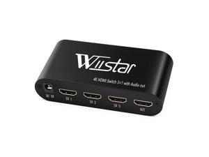 Wiistar 3x1 HDMI Switch Support 4K V14 3 in 1 Switcher with Audio Extractor 35mm jack Optical SPDIF Toslink splitter for HDTV PS4