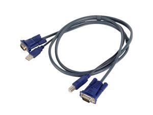 USB 2.0 KVM Switch 15-pin Standard VGA+USB A To B Cables Computer Printer Monitor Adapter Converter,Gray with Blue ends USB 2.0 KVM Switch 15-pin Standard VGA+USB A To B Cables Computer Printer Monitor Adapter Converter,Gray with Blue ends