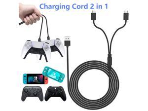 Ackmioxy PS5 Type-C 40W 2 in 1 Charging Cable, 10ft 3M USB Type-C Charging Cord for PS5 Nintendo Switch / Lite / Pro & Xbox One Series X / S Console & Android Type-C Phone / PC / Tablet / Laptops