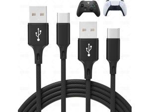 2 Pack 10FT Charging Cable for PS5 DualSense and Xbox Series X/S / Switch Pro Controller, Ackmioxy Charging Cord Nylon Braided Type-C Port Charger Accessories for Playstation 5/ Xbox Series S/X(Black)