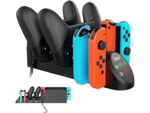 Nintendo Switch Charging Dock Compatible with Nintendo Switch Pro Controllers and for Joy Cons & OLED Model for Joycon,Multifunction Charger Stand for Switch with 2 USB 2.0 Plug and 2.0 Ports