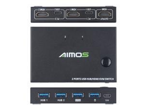 4K HDMI KVM Switch 2 Port Box, Support Wireless Keyboard and Mouse Connections, USB 2.0 Hub KVM Switch Splitter Box For Sharing Printer Keyboard Mouse 4K HDMI KVM Switch 2 Port Box, Support Wireless Keyboard and Mouse Connections, USB 2.0 Hub KVM Switch Splitter Box For Sharing Printer Keyboard Mouse