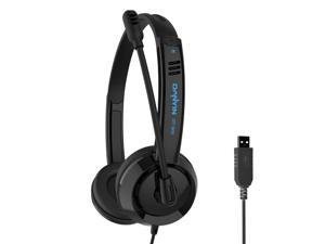 USB Headset with Noise Cancelling Microphone and Volume Control for Call Center PC Chat Skype Dragon Nuance Voice Recognition Speech Dictation