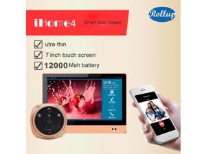 ROLLUP iHome4 WiFi Peephole Door Viewer&Video IP Doorbell 7Inch Screen IR PIR Door HD Camera Motion Detect Remotely Control