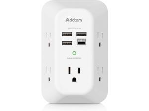 USB Wall Charger, Surge Protector, 5 Outlet Extender with 4 USB Charging Ports ( 1 USB C Outlet, 4.5A Total) 3-Sided 1800J Power Strip Multi Plug Outlets Wall Adapter Spaced for Home Travel Office USB Wall Charger, Surge Protector, 5 Outlet Extender with 4 USB Charging Ports ( 1 USB C Outlet, 4.5A Total) 3-Sided 1800J Power Strip Multi Plug Outlets Wall Adapter Spaced for Home Travel Office