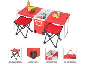 Outdoor Picnic Foldable Multi-function Rolling Cooler Upgraded Stool Red Outdoor Picnic Foldable Multi-function Rolling Cooler Upgraded Stool Red