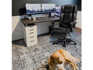 STARSPACE Big and Tall Reclining Office Chair - High Back Executive Computer Desk Chair with Adjustable Built-in Lumbar Support, Angle Recline Locking System and Footrest, Thick Padding for Comfort
