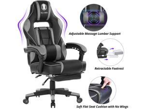 KILLABEE Massage Gaming Chair High Back PU Leather PC Racing Computer Desk Office Swivel Recliner with Retractable Footrest and Adjustable Lumbar Support KILLABEE Massage Gaming Chair High Back PU Leather PC Racing Computer Desk Office Swivel Recliner with Retractable Footrest and Adjustable Lumbar Support