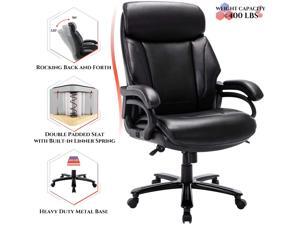 High Back Big & Tall 400lb Bonded Leather Office Chair Large Executive Desk Computer Swivel Chair - Heavy Duty Metal Base, Adjustable Tilt Angle, Thick Padding and Ergonomic Design for Lumbar Support High Back Big & Tall 400lb Bonded Leather Office Chair Large Executive Desk Computer Swivel Chair - Heavy Duty Metal Base, Adjustable Tilt Angle, Thick Padding and Ergonomic Design for Lumbar Support