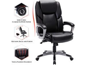Bonded Leather Office Chair - Adjustable Built-in Lumbar Support and Tilt Angle High Back Executive Computer Desk Chair for Office Workers & Students Bonded Leather Office Chair - Adjustable Built-in Lumbar Support and Tilt Angle High Back Executive Computer Desk Chair for Office Workers & Students