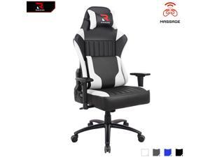RIMIKING High Back Gaming Chair- Big Tall Ergonomic Adjustable Tilt Angle and 2D Arms Racing Executive Computer Desk Office Chair Rocking Metal Base Wide Backrest&Headrest