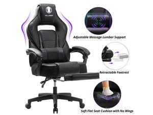 KILLABEE Massage Gaming Chair High Back PU Leather PC Racing Computer Desk Office Swivel Recliner with Retractable Footrest and Adjustable Lumbar Support KILLABEE Massage Gaming Chair High Back PU Leather PC Racing Computer Desk Office Swivel Recliner with Retractable Footrest and Adjustable Lumbar Support