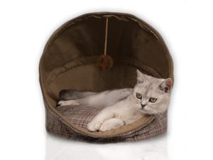 Laifug Cat Bed for Indoor Cats Large Cat Cave for Pet Cat House with Fluffy Ball Hanging and Scratch Pad, Foldable Cat Hideaway,19x19x4 inches Laifug Cat Bed for Indoor Cats Large Cat Cave for Pet Cat House with Fluffy Ball Hanging and Scratch Pad, Foldable Cat Hideaway,19x19x4 inches