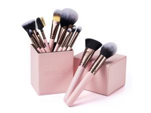 SIXPLUS 15pcs Pink Makeup Brush Set with Makeup Holder (pink) SIXPLUS 15pcs Pink Makeup Brush Set with Makeup Holder (pink)