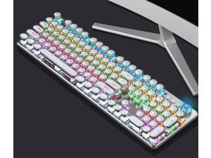 K820 Retro Steampunk Gaming Mechanical Keyboard-Blue Switch-RGB LED Backlit Illuminated Keyboard,USB Wired,Typewriter-Style,Plating 104 Key Round Keycaps,for Game and Office,for Laptop Desktop
