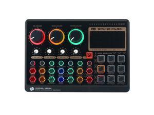 X6mini External Live Sound Card Mini Sound Mixer Board for Live Streaming Music Recording Karaoke Singing Color Backlight Buttons with 14 Special Effects BT Connection for Smartphone Laptop PC