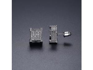 Men's black temperament simple hip hop zircon personalized earrings