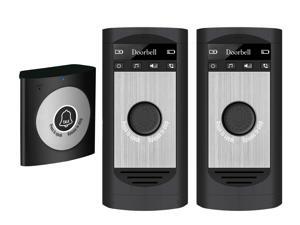 Wireless Intercom Doorbell, Two Way Voice Talk, Long Range for Home, Office, Portable Wireless Doorbell with Two Receivers and One Transmitter, Black Model: H7A Napok Wireless Intercom Doorbell, Two Way Voice Talk, Long Range for Home, Office, Portable Wireless Doorbell with Two Receivers and One Transmitter, Black Model: H7A Napok