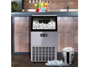 Freestanding Commercial Ice Maker Machine 100LBS/24H, Auto-Clean Built-in Automatic Water Inlet Clear Ice Cube Maker with Scoop