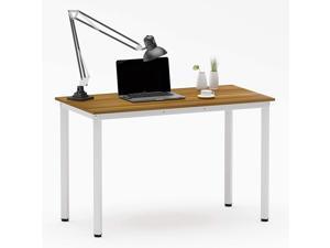 INMISS Computer Desk 39 inch Small Size PC Table for Home Office, Sturdy Gaming Writing Desk Workstation Dining Table Black Metal Frame Walnut