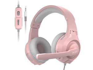 PS4 Gaming Headset, Headphone Compatible with New Xbox One, Gaming Headset Stereo Sound Headphone with Mic for PS4/PC/Mac/Tablet/Phone Pink