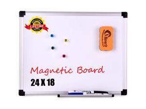 Magnetic Whiteboard / Dry Erase Board, 24 x 18 Inches Double Sided White Board, Silver Aluminium Frame Magnetic Whiteboard / Dry Erase Board, 24 x 18 Inches Double Sided White Board, Silver Aluminium Frame