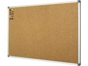 Lockways Corkboard Bulletin Board, Double Sided Cork Board 48 x 36 Inch, Notice Message Pin Board, Silver Aluminium Frame Lockways Corkboard Bulletin Board, Double Sided Cork Board 48 x 36 Inch, Notice Message Pin Board, Silver Aluminium Frame