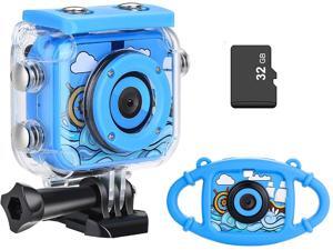 MYPIN Kids Waterproof Camera, Digital Underwater Action Camera for Kids 3-13 Years Old Christmas Birthday Gifts - Rechargeable Camcorder with 32GB TF Card and Anti-Fall Silicone Case (Blue) MYPIN Kids Waterproof Camera, Digital Underwater Action Camera for Kids 3-13 Years Old Christmas Birthday Gifts - Rechargeable Camcorder with 32GB TF Card and Anti-Fall Silicone Case (Blue)