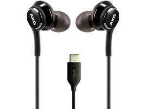 Original Samsung Stereo Headphones for Samsung Galaxy Note 10/10 Plus/Note 20/Note 20 Ultra/S10 Braided Cable - Designed by AKG - with Microphone (Black) USB-C Connector
