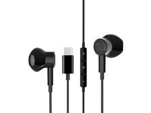 USB C Earbuds Headphones with Microphone HiFi Stereo Type C Earphones Compatible with Samsung Galaxy S20 Note 20 Ultra Note 10 Plus, Huawei P30 Pro, Google Pixel 5 4 3 2 XL, OnePlus 8 7T 7 Pro (Black)