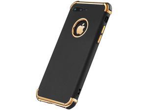 iPhone 8 Plus Case, iPhone 7 Plus Case, Luxury 3 in 1 Electroplated Ultra Thin Slim Fit Soft Cover Case for iPhone 8 Plus/ 7 Plus (Black)