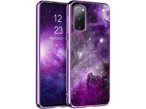 KANGYA Samsung S20 FE Case, Slim Fit Glow in The Dark Shockproof Space Nebula Design Protective Phone Case Hybrid Hard PC Soft TPU Bumper Cover for Samsung Galaxy S20 Fan Edition 2020 5G, Purple