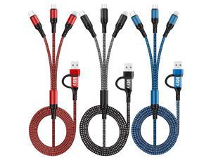 6 in 1 Multi Charging Cable LHJRY 3Pack 4ft USBAC to USB CMicroPhone Port Multi Charging Cord Compatible with Cell Phones and More  RedBlackBlue