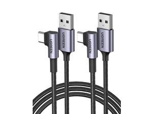 UGREEN USB C Cable 90 Degree 2 Pack Type C Fast Charger Cord Right Angle USB A to C Cable Nylon Braided for PS5 Controller Samsung Galaxy S21 S20 S10 Note 20 A71 A51 Google Pixel 5 4A 3 iPad Pro, 6ft