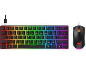 Havit 60% Mechanical Keyboard Mouse Combo Wired 61 Keys Gaming Keyboard LED Backlit Compact Keyboard with Red Switches & 4800 DPI Programmable Gaming Mouse for Windows PC Laptop Gamers