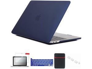 2021/2020 Macbook Pro 13 Inch Case New Model M1 A2338/A2251/A2289 Hard Laptop Cover Compatible With Macbook Pro 13-Inch With Sleeve, Keyboard Cover, Screen Protector, Dust Plug, Navy Blue