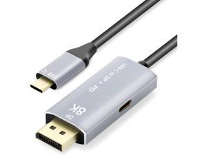 YIWENTEC USB C to DisplayPort 1.4 8K Cable with USB-C PD 8K@60Hz 4K@144Hz Converter Thunderbolt 3 to DisplayPort Adapter (3M)