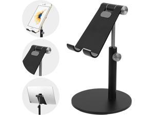 Tablet Stand,Angle & Height Adjustable Aluminium Phone Stand Dock Desktop Cellphone Holder Mount for Desk,Compatible with 4-12.9 inch iPad/iPhone/Samsung/Kindle-Black