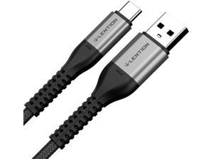 USB Type C Cable 9V/3A Fast Charging (2-Pack 3.3ft+3.3ft), LENTION USB A to USB C 27W Braided Charger Cord Compatible with Samsung Galaxy S10 S10E S9 S8 Plus Note 10 9 8, Moto Z, LG G8/G7, More (Grey)