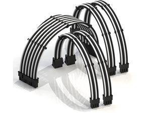 LINKUP - PSU Cable Extension Sleeved Custom Mod GPU PC Braided w/Comb Kit?1 x 24 P (20+4)?2 x 8 P (4+4) CPU?2 x 8 P (6+2) GPU Set?30CM 300MM - WhiteBlack LINKUP - PSU Cable Extension Sleeved Custom Mod GPU PC Braided w/Comb Kit?1 x 24 P (20+4)?2 x 8 P (4+4) CPU?2 x 8 P (6+2) GPU Set?30CM 300MM - WhiteBlack