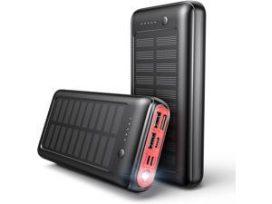 JIGA Solar Charger, 30000mAh Solar Power Bank, USB-C Quick Portable Charger Pack with 4 Inputs 3 Outputs & Flashlight, External Backup Battery Huge Capacity Phone Charger for iPhone, iPad, Samsung etc