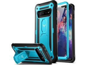 Kickstand Case for Galaxy S10 Plus, Built-in Screen Protector Work with Fingerprint ID Full Body Heavy Duty Protection Shockproof Cover for Samsung Galaxy S10+ Plus 6.4 inch (2019) - Blue