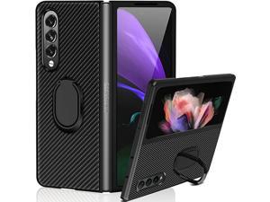 Carbon Fiber Kickstand Case Compatible with Samsung Galaxy Z Fold 3 Protection Light Case Shockproof Cover with Bumber Stand Full Protection Thin Cover for Samsung Galaxy Z Fold 3 5G 2021 Case