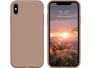 iPhone X Case,iPhone Xs Case, Liquid Silicone Soft Gel Rubber Slim Cover with Microfiber Cloth Lining Cushion Shockproof Full Protective Case for iPhone X/iPhone Xs for Women Men, Light Brown