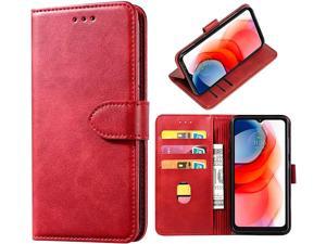 DMDMBATH Motorola Moto G Play 2021 Case Wallet Shockproof Flip Flap Foldable Magnetic Clasp Protective Cover case with Cash Credit Card Slots for Moto G Play 2021 (Red)