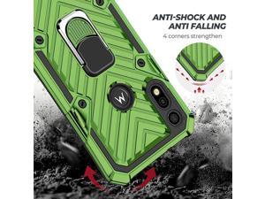 Moto E Phone Case, Moto E Case, with HD Screen Protector, Heavy Duty Shockproof Protection Cover Full Protective with Ring Phone Cases Fit for Motorola Moto e 2020 (Green)