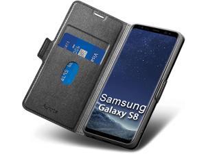 Samsung S8 Case, Samsung S8 Phone Case, Slim Flip/Folio Galaxy S8 Case, Full Protective Leather Cover with Card Holder, Samsung S8 Phone Case for Galaxie 5.8' Black