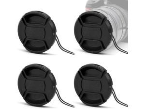 4 Pcs Camera Lens Cap, 49mm Front Lens Cap Cover Snap-on Lens Covers Lens Cap Keepers Compatible with Sony Canon Nikon and Other DSLR Cameras